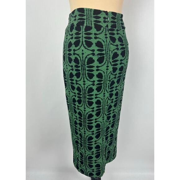Maeve Size XS Green Knit Pencil Skirt Slit Abstract Art Wear Twee Anthropologie - Picture 4 of 8